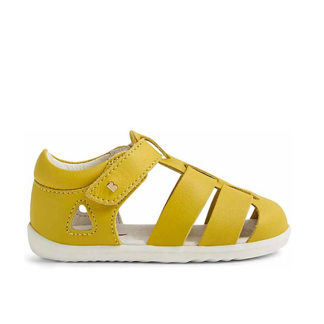 scarpe primi passi Bobux sandali gialli bambino suola flessibile pianta larga