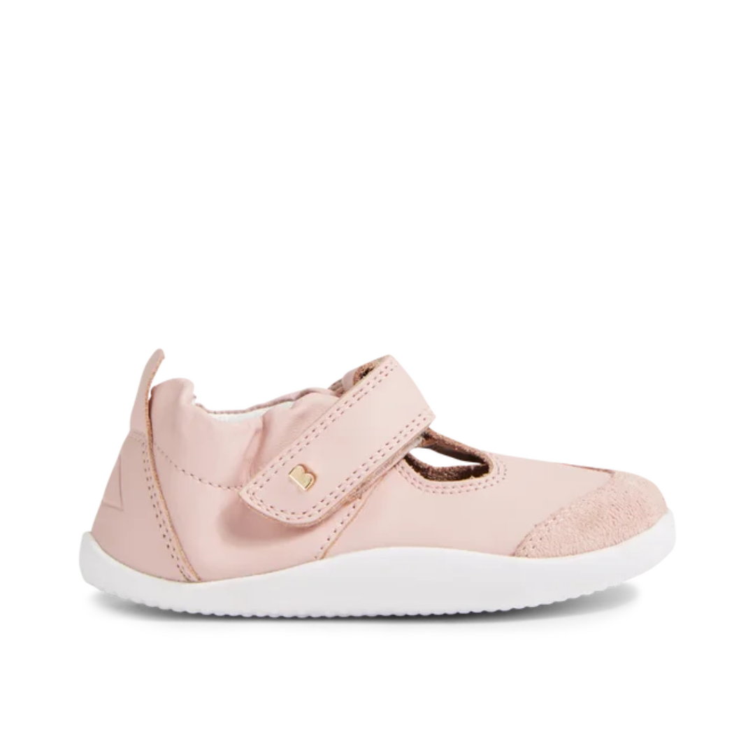 Scarpe primi passi Bobux Scout Ballet Pink in pelle morbida, con chiusura a strappo e suola flessibile