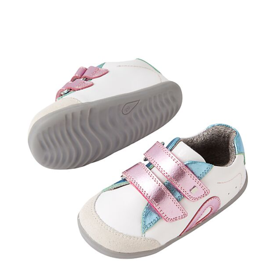 Scarpine Step Up Blaze - Bianco e Rosa Metallizzato - Pelle Premium - Primi Passi