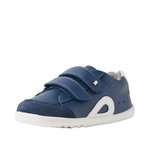Scarpine Bobux Step Up Blaze Vintage Indigo: pelle premium e suola flessibile per l'equilibrio dei primi passi.