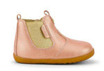 Bobux Step Up Jodhpur Rose Gold stivaletto primi passi in pelle rosa con zip laterale