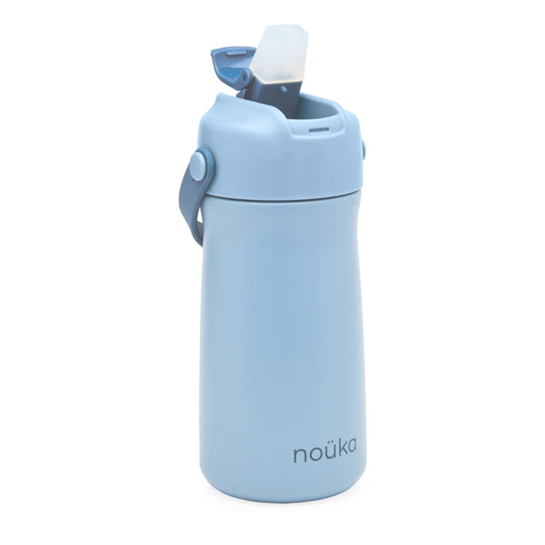 Borraccia bambino Noüka blu con cannuccia in silicone morbido