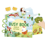 Janod Busy Book Fattoria, libro di attività in cartone con 20 pagine e 158 pezzi per bambini dai 3 anni