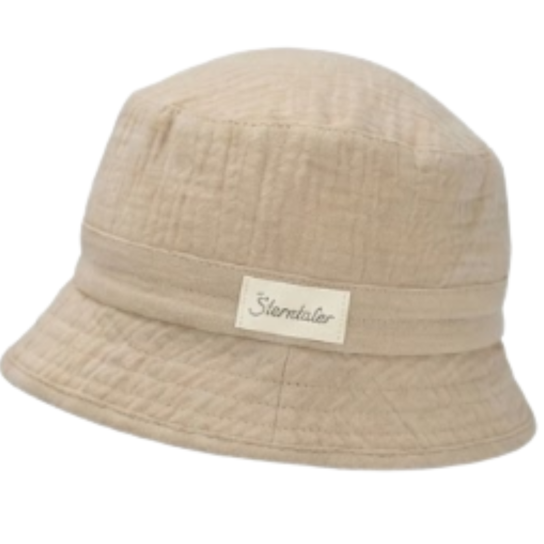 Cappello anti UV bambino in mussola di cotone biologico