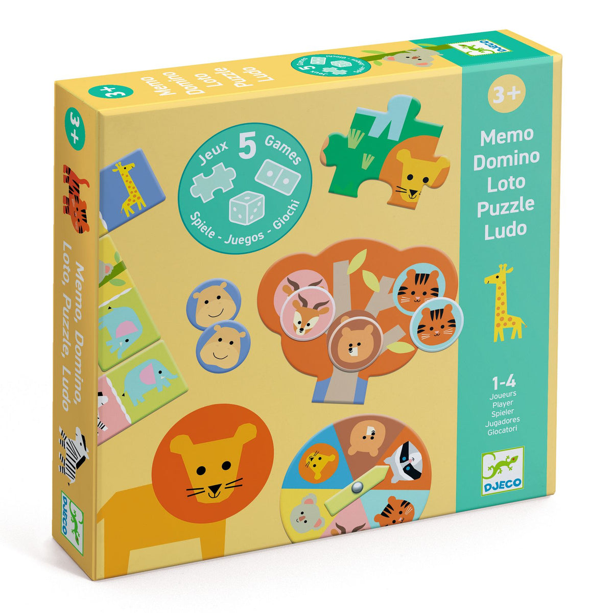 Cofanetto 5 giochi Djeco animali selvatici – confezione