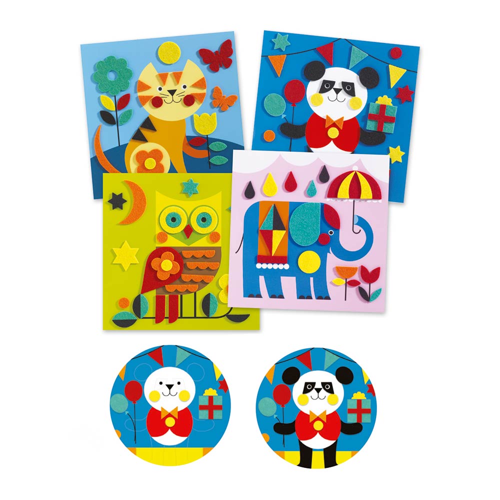 Collage Djeco Creature Gentili con adesivi in feltro, idea regalo per compleanno e Natale