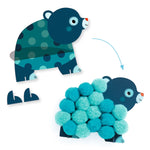 Collage con pompon Djeco – sagoma di animale con pompon colorati