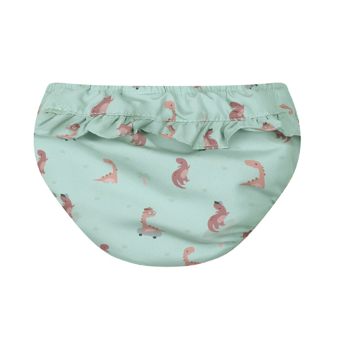 Costume contenitivo bambina Monnëka Dinosauri con volantino per mare e piscina