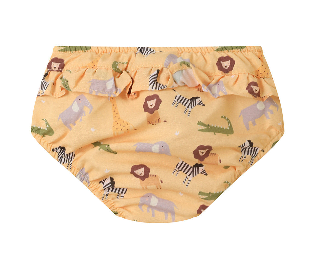 Costume contenitivo bambina Monnëka Wild Animals con volantino per mare e piscina