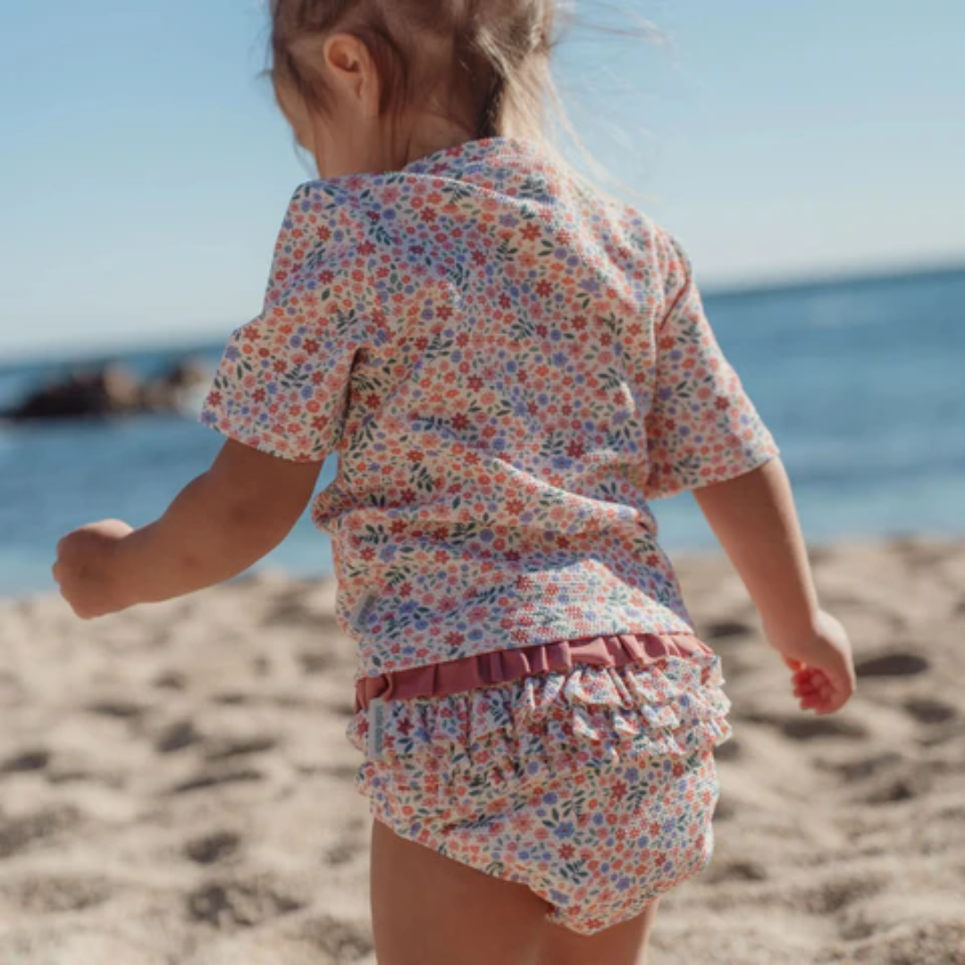 Costume contenitivo Little Dutch Dreamy Flowerfield per mare e piscina, fantasia floreale rosa