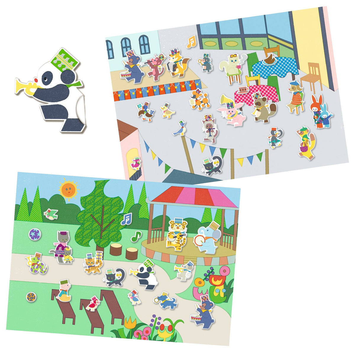 Stickers Fanfare Djeco – sfondo con la banda musicale