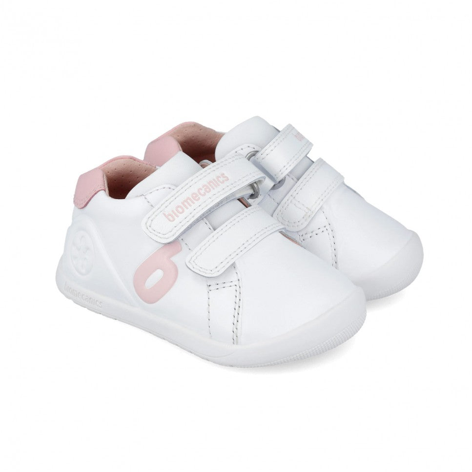 Scarpe barefoot bambina Biomecanics bianche e rosa 251010-B113