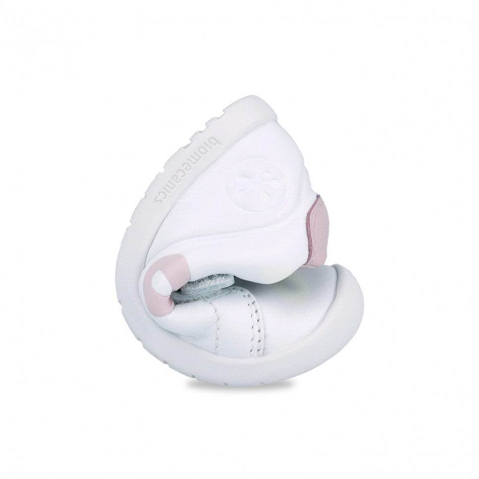 Sneakers barefoot bambina in pelle nappa bianco rosa Biomecanics