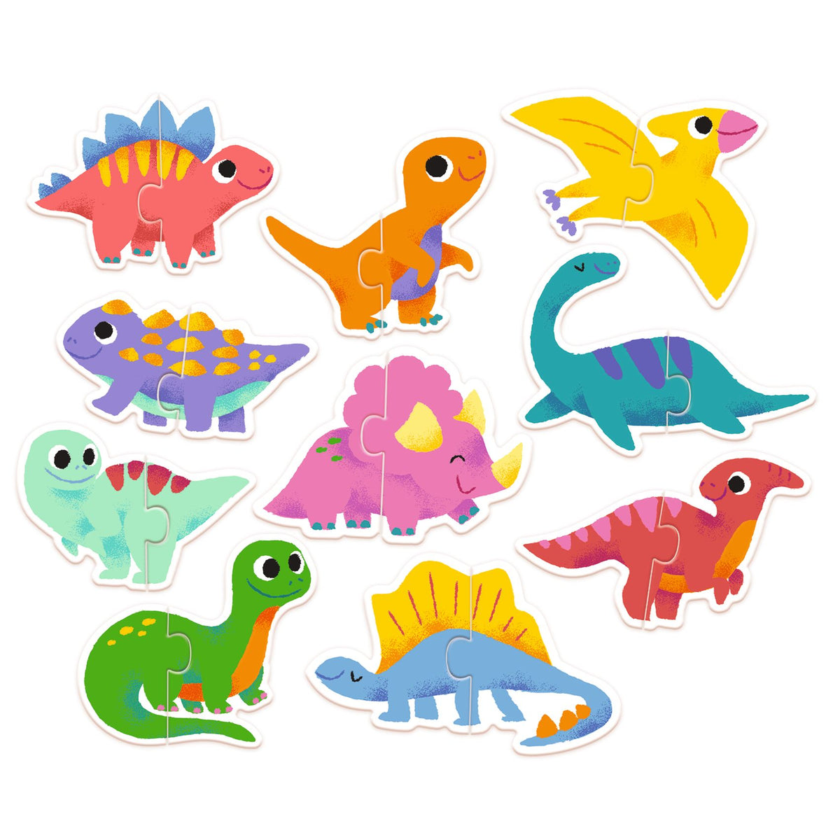 Puzzle Duo Dinosauri Djeco, 10 puzzle da 2 pezzi per bambini dai 2 anni