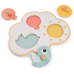 Dettaglio completo del Gioco ad Incastro Happy Clouds in Legno, con tutte le forme posizionate correttamente.