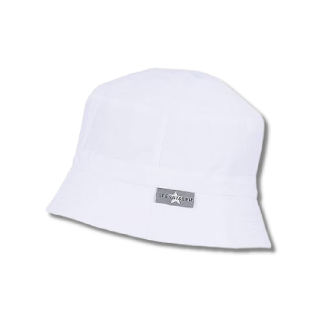 Cappello estivo Sterntaler bianco per bambini in cotone con protezione solare UPF50+.