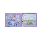 Interno del set Magic Colour-In Cards Floss & Rock con penna ad acqua e disegni da colorare – tema ballerine e parole