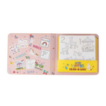 Interno del set Magic Water Colour-In Cards Floss & Rock – tema unicorni e arcobaleni con schede educative numeri e parole