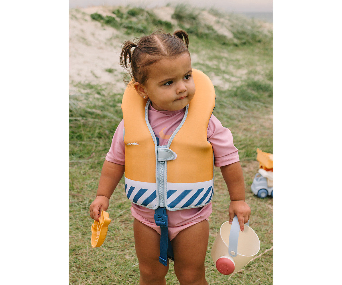 Giacca apprendimento nuoto bambini Monnëka a righe blu