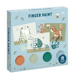 Confezione del set pittura a dita Little Dutch con 4 colori lavabili e illustrazioni di animali della foresta

