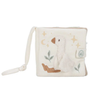 Libro sensoriale morbido Little Dutch collezione Little Goose con copertina tattile e anello universale per passeggino.