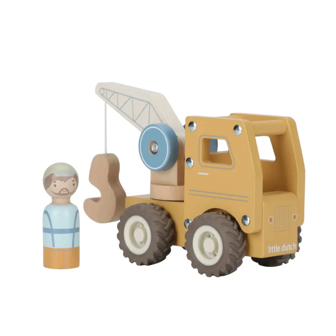 camion con gru in legno