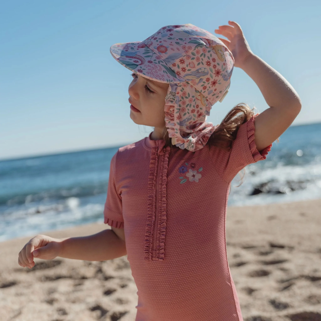 Cappello mare bambina Little Dutch rosa con sirene e paracollo