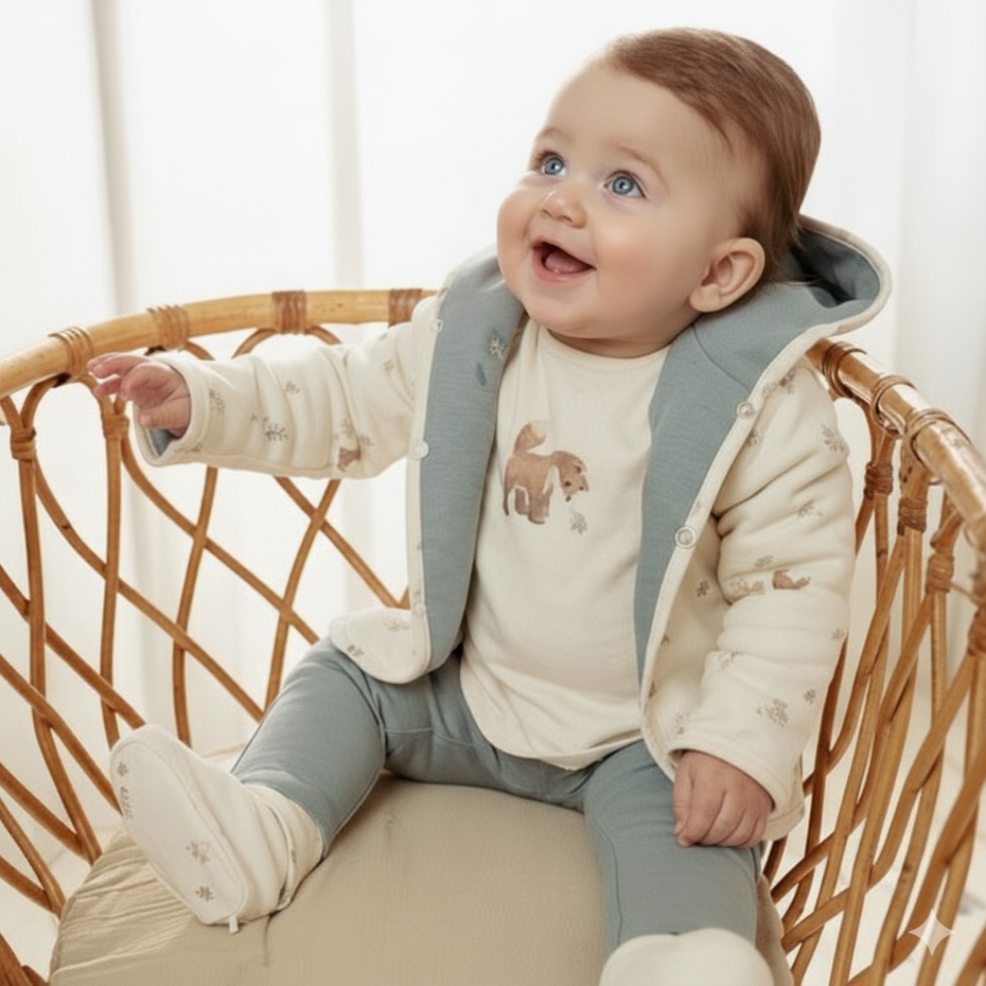 giacca reversibile little dutch blue forest friends bambino