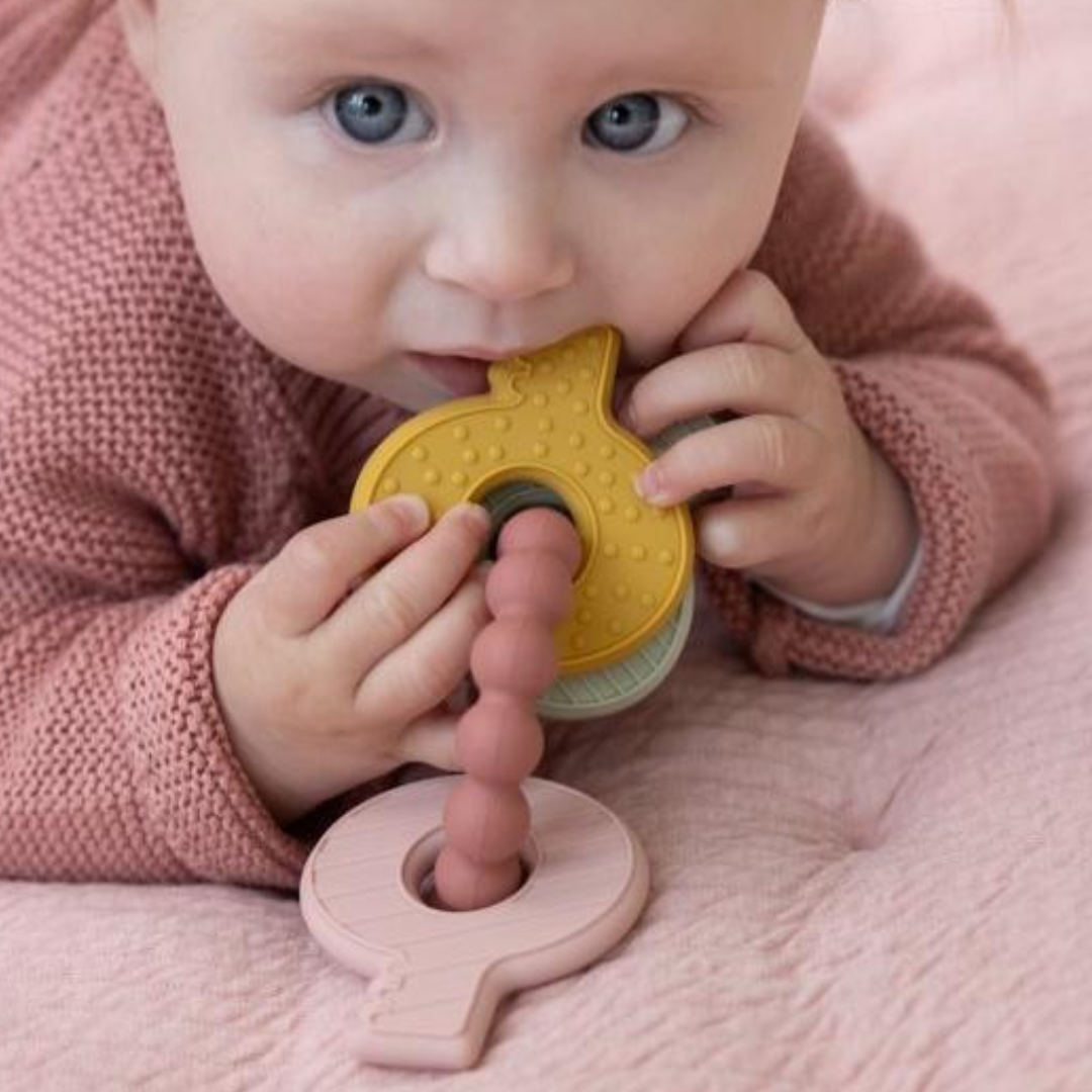 Massaggiagengive Neonato – Gioco Dentizione Chiavi Rosa - Little Dutch