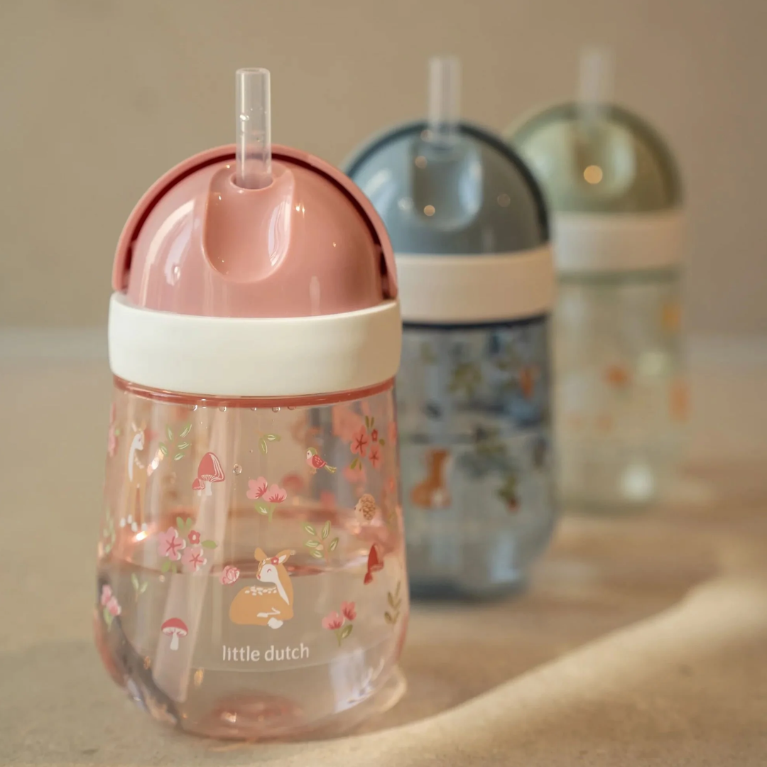 Bicchiere con cannuccia 300 ml Little Dutch antigoccia da portare in borsa