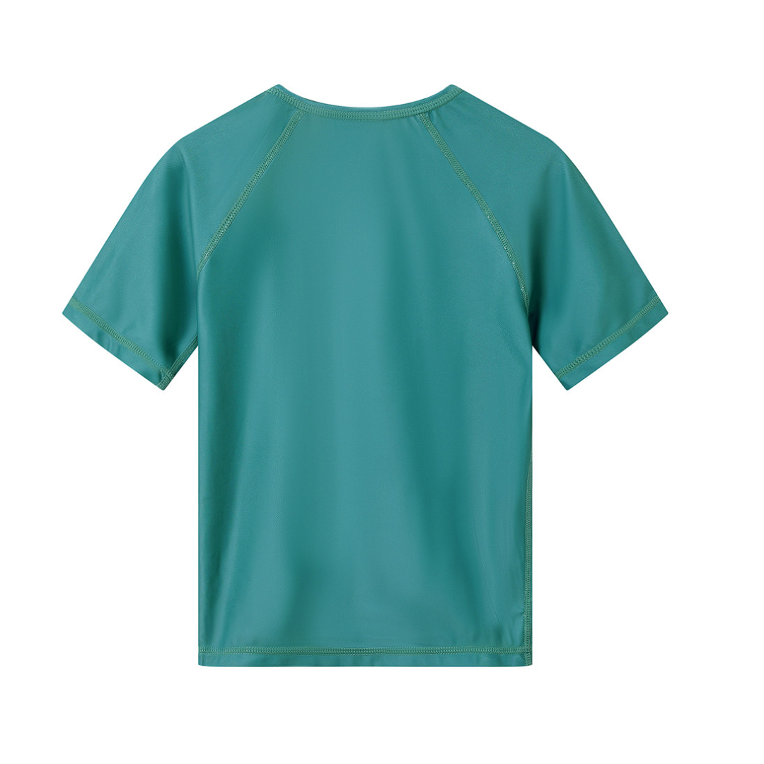 T-shirt mare bambino fantasia balena verde acqua con protezione solare UPF 50+