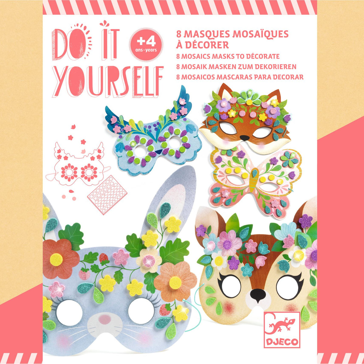 Maschere animali del bosco Djeco – maschere stampate da decorare