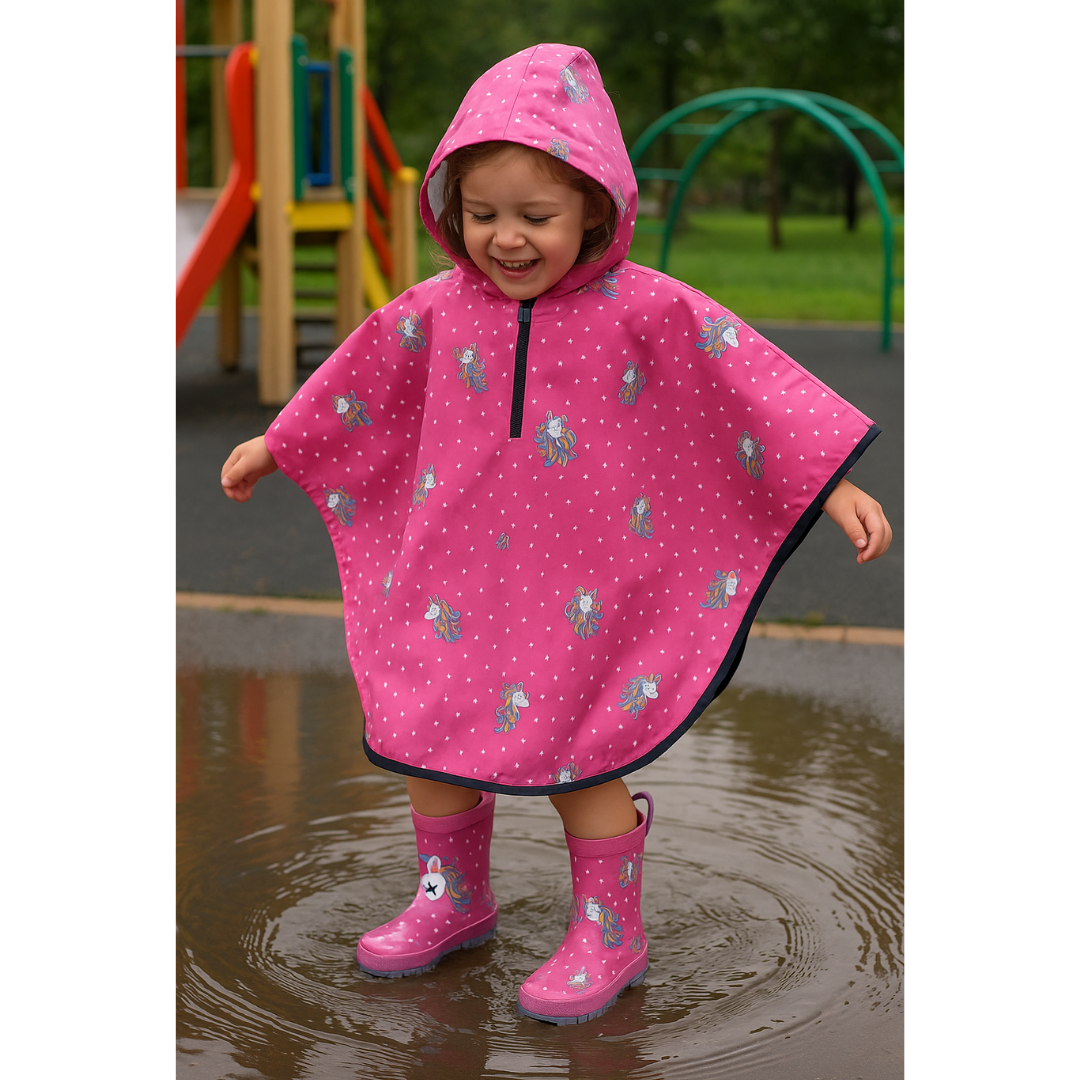 Mantella Pioggia Impermeabile Unicorno Rosa Mr Tiggle mantellina bambina impermeabile per la scuola con cappuccio, protezione dalla pioggia per bambine 2-6 anni