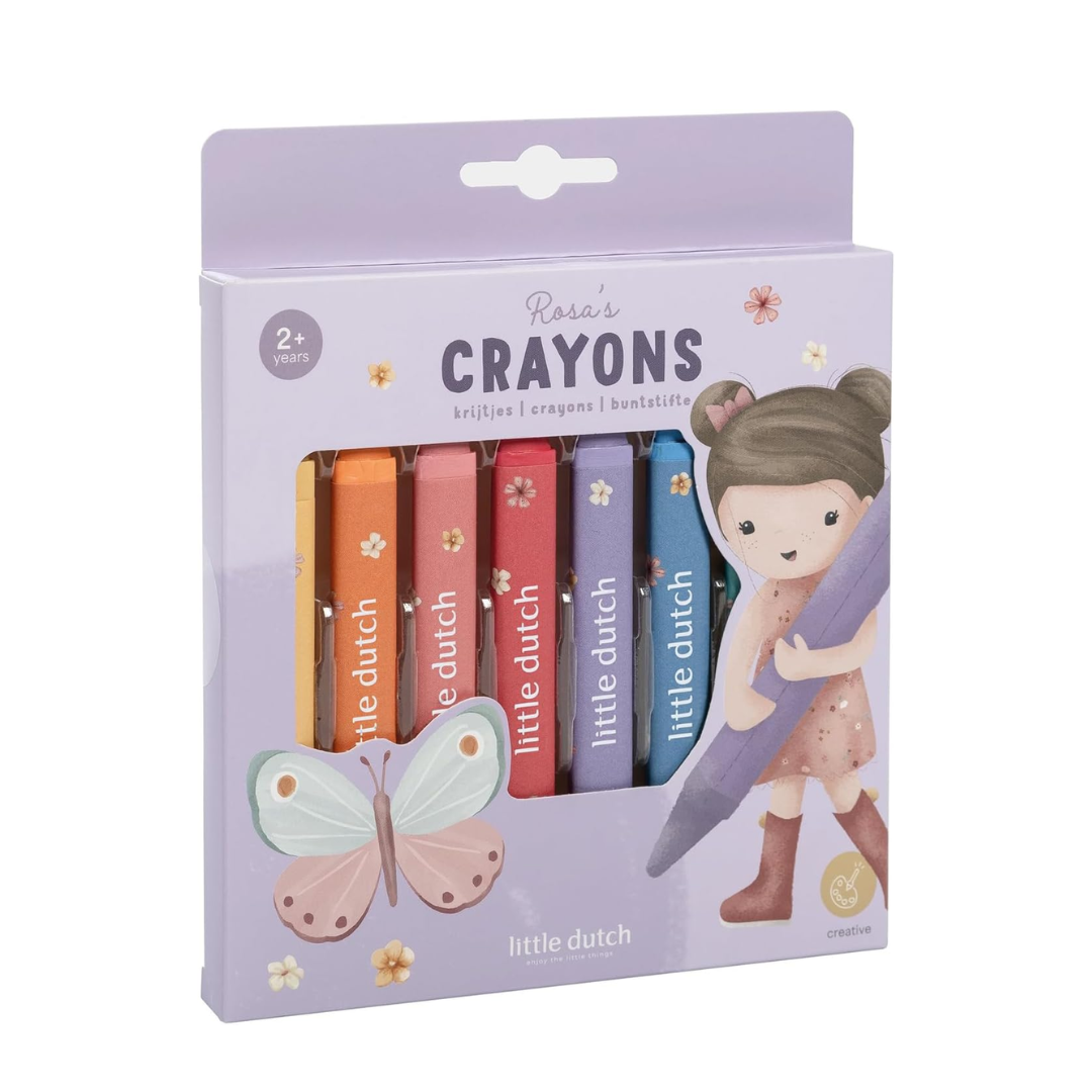 Pastelli a cera Little Dutch Rosa, set da 8 per bambini