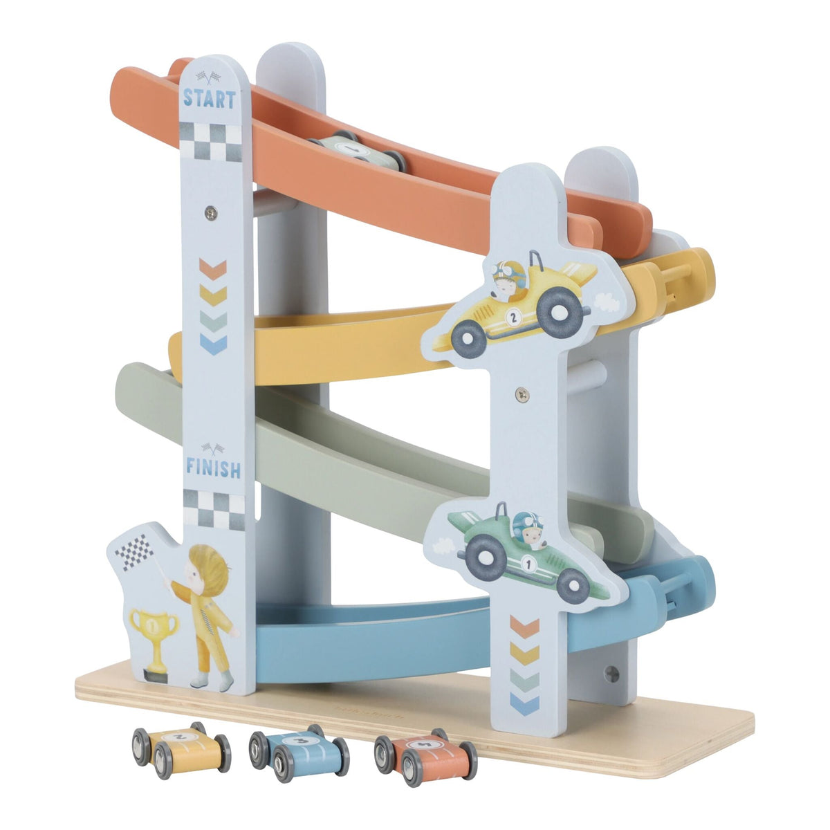 Pista macchinine in legno Little Dutch con rampa e 4 auto