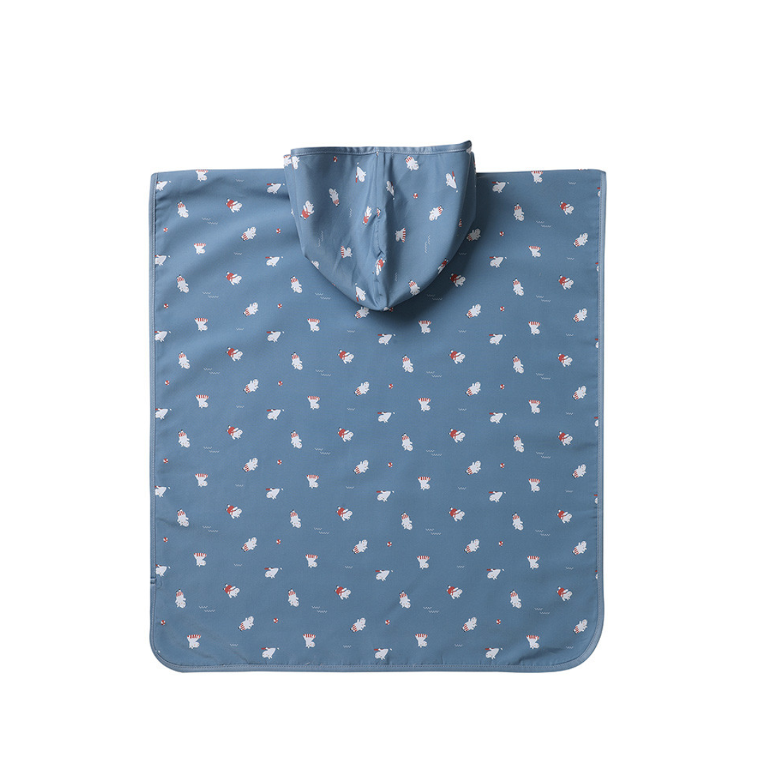 Poncho mare bambini Hippos Monnëka azzurro con cappuccio