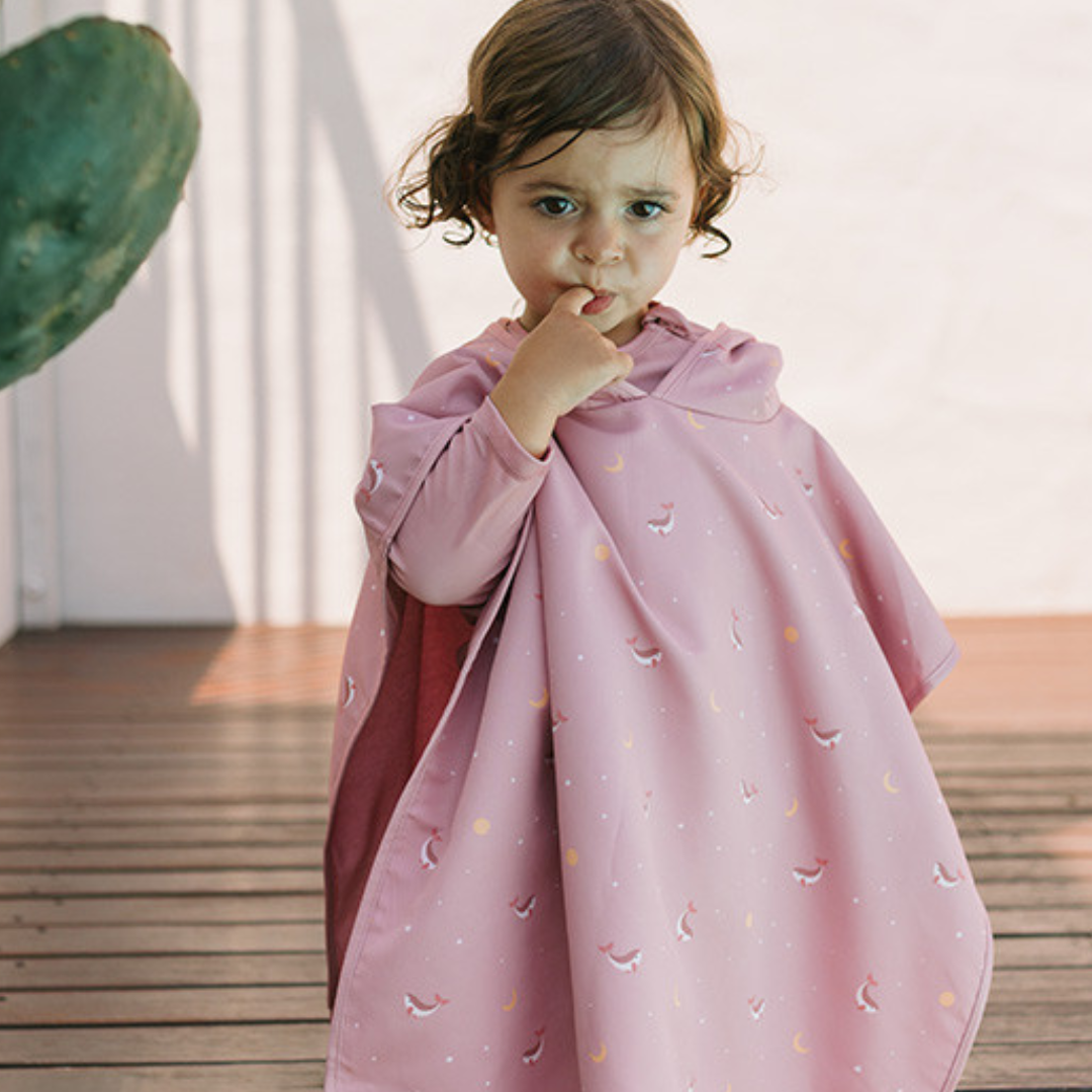 Poncho spiaggia Monnëka per bambini in tessuto terry con cappuccio