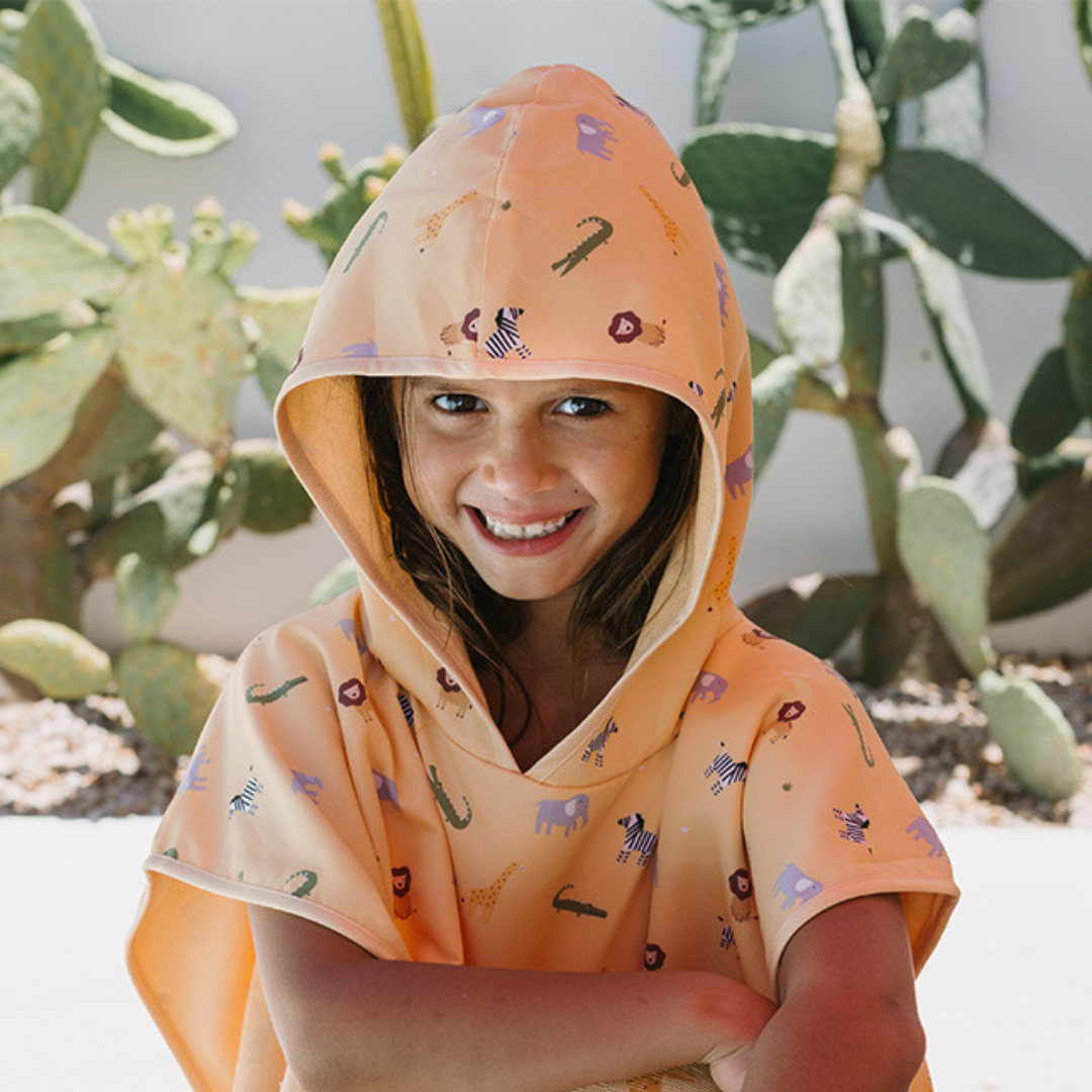 Accappatoio poncho bambino con cappuccio fantasia Wild Animals Monnëka