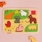 Chunky puzzle Janod con animali della fattoria in legno che stanno in piedi