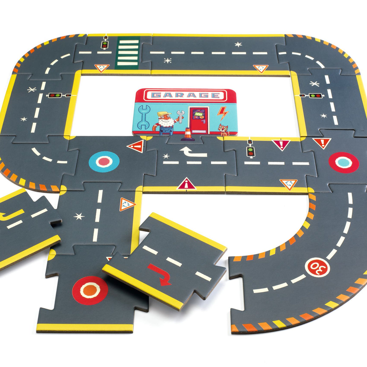 Puzzle circuito Crazy Motors Djeco 26 pezzi – confezione