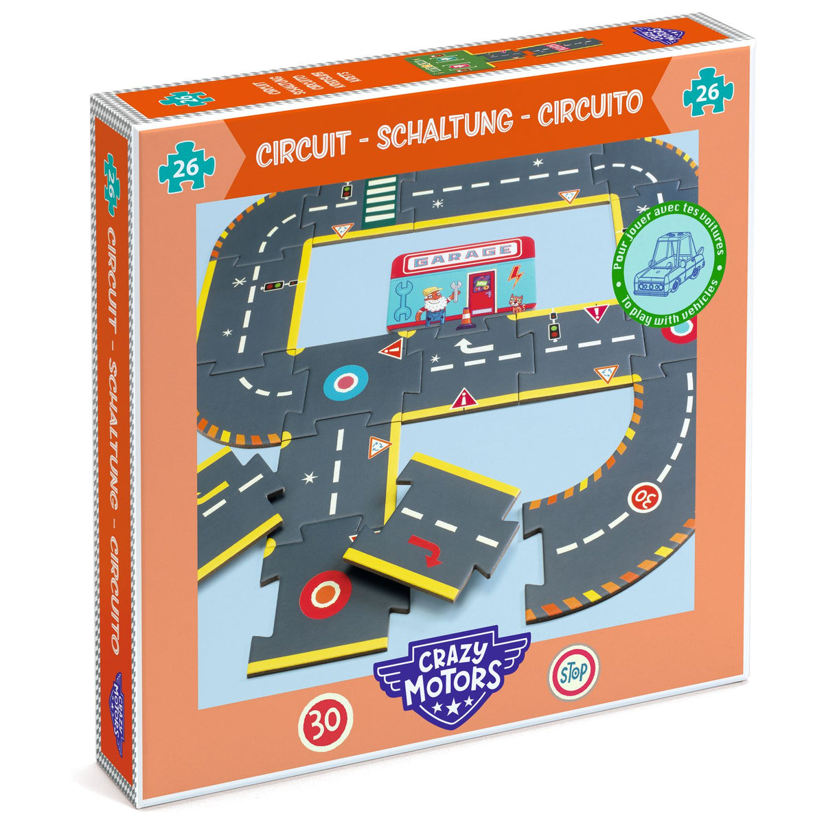 Puzzle circuito Crazy Motors Djeco – pista da pavimento montata