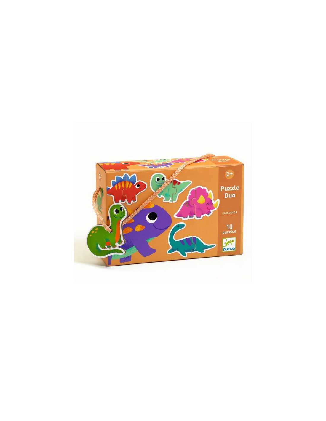 Djeco Puzzle Duo Dinosauri, primo puzzle per bambini di 2 anni