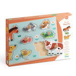 Puzzle in legno Djeco Dog'n'Co – 8 pezzi con pomelli