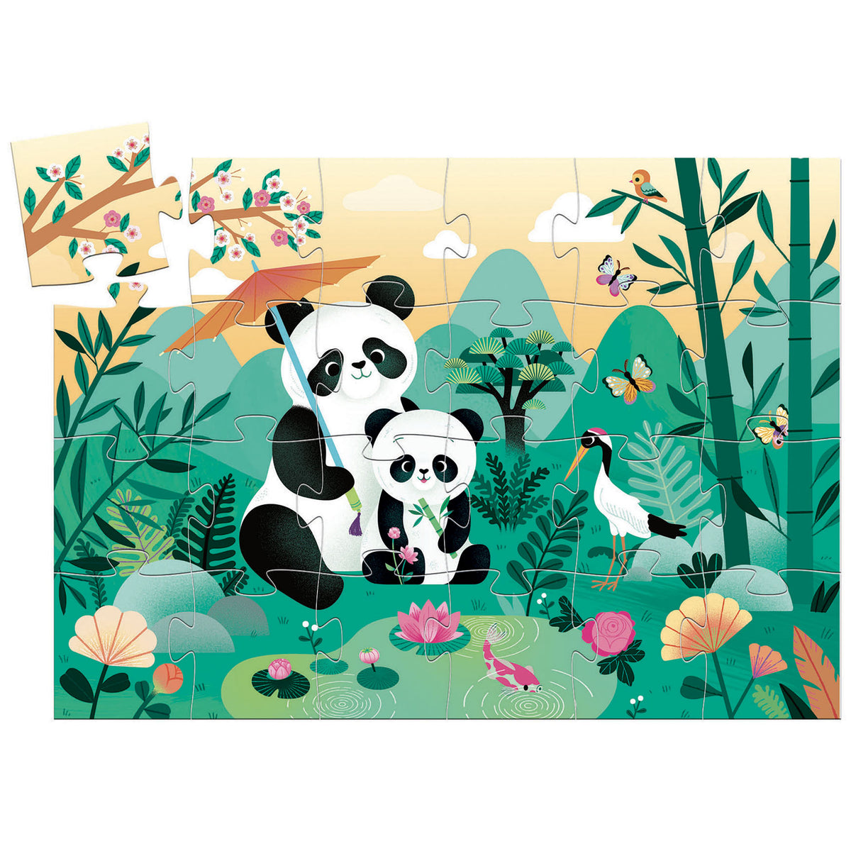 Puzzle sagomato Leo il panda Djeco – scatola sagomata
