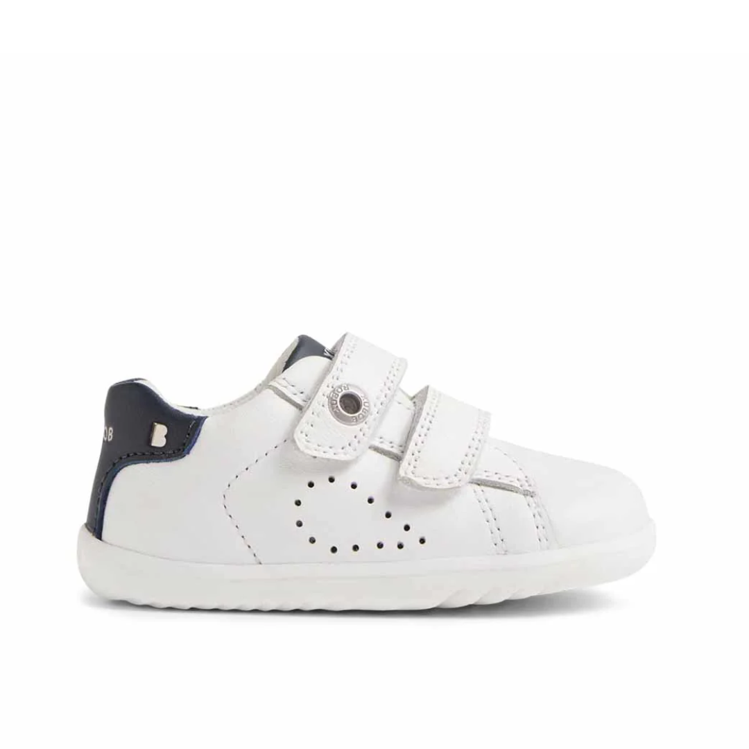 Bobux Step Up Maverick - Bianco e Navy - Scarpine Primi Passi in Pelle