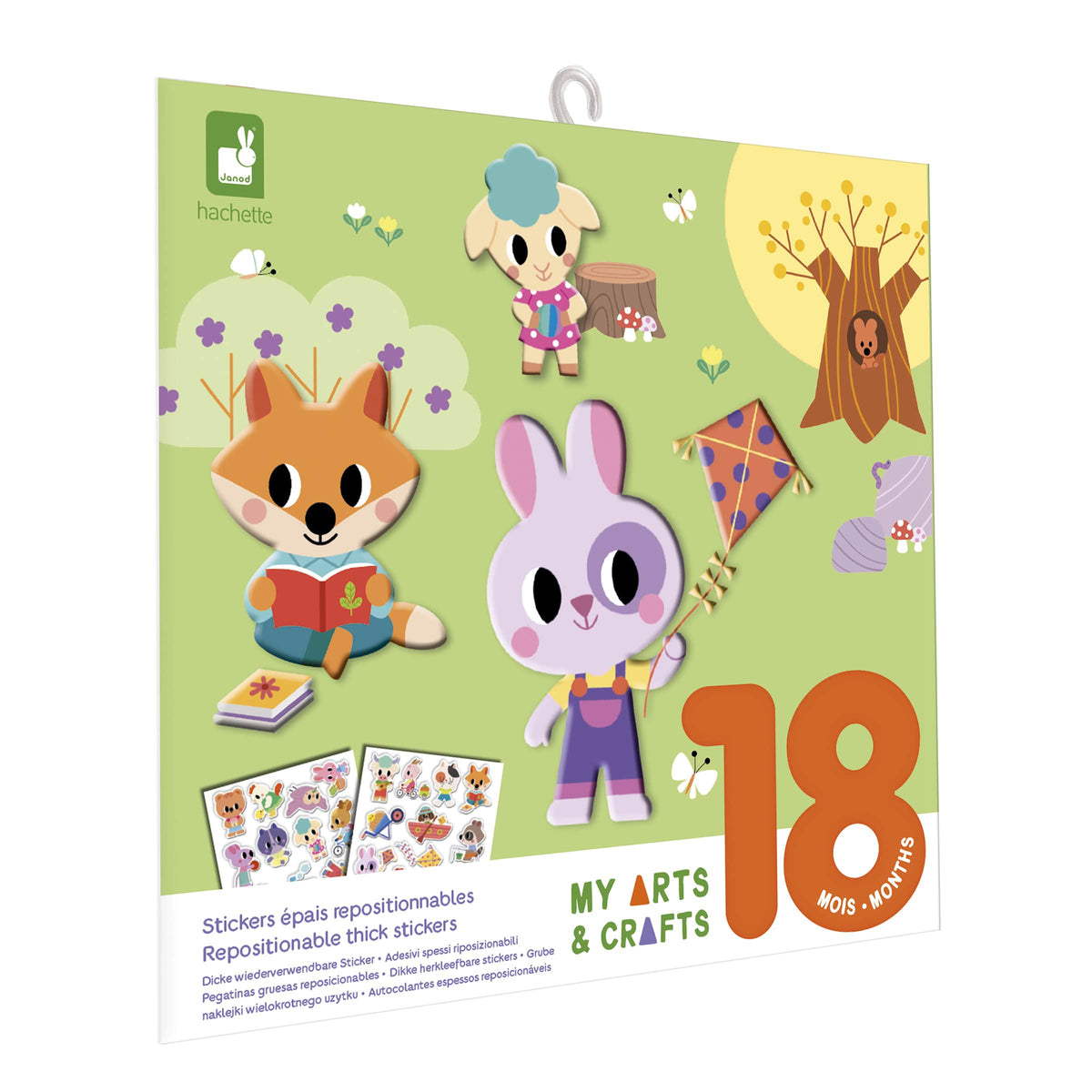 Adesivi Spessi Riposizionabili Janod, set creativo con 22 adesivi fattoria e bosco dai 2 anni