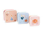 Set 3 contenitori porta merenda Tutete Topoline Fatate, senza BPA, per asilo e scuola