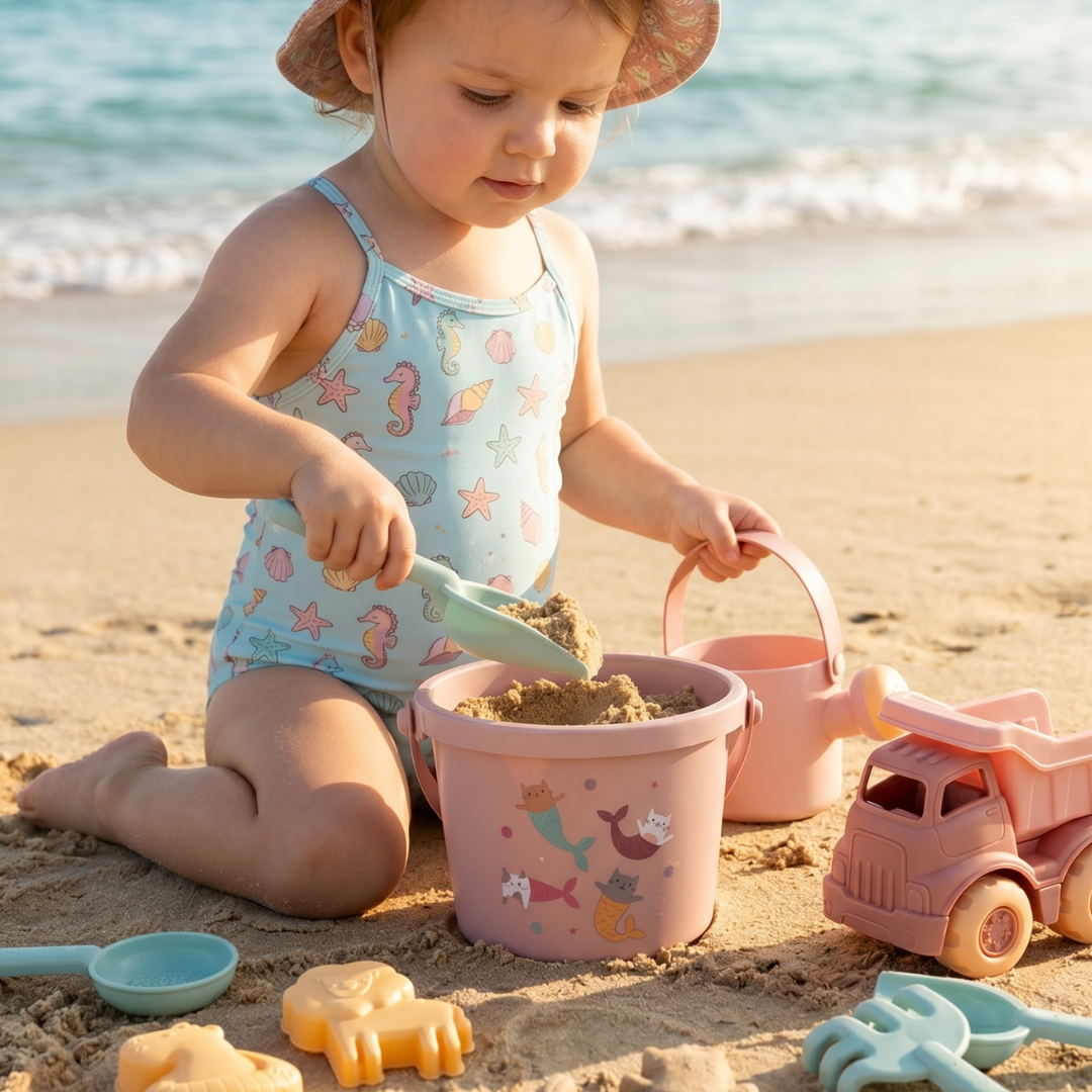 Set giochi spiaggia bambini da 9 pezzi Monnëka Cat Mermaid