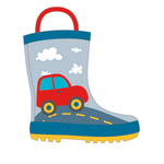 Set pioggia bambino Mr Tiggle Macchina Rossa: stivali, mantella e imbottitura