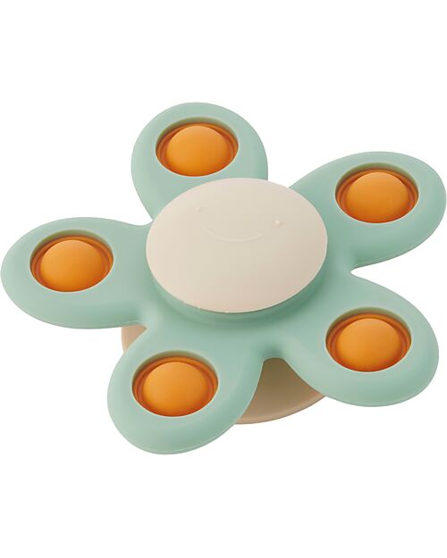 tickit spinner a fiore con ventosa verde acqua silicone alimentare